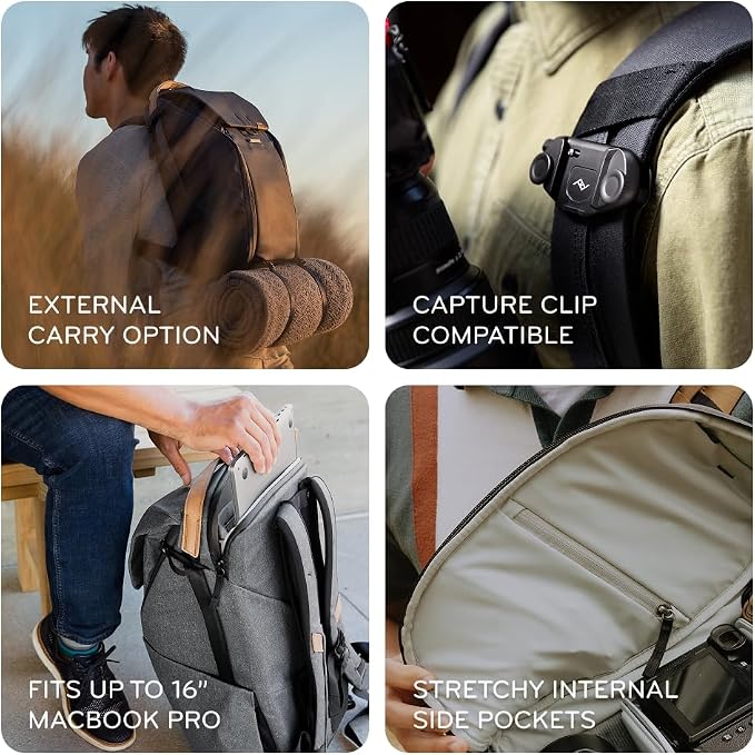 Peak Design Everyday Backpack 30L, MagLatch Top, Dual Side Access, FlexFold