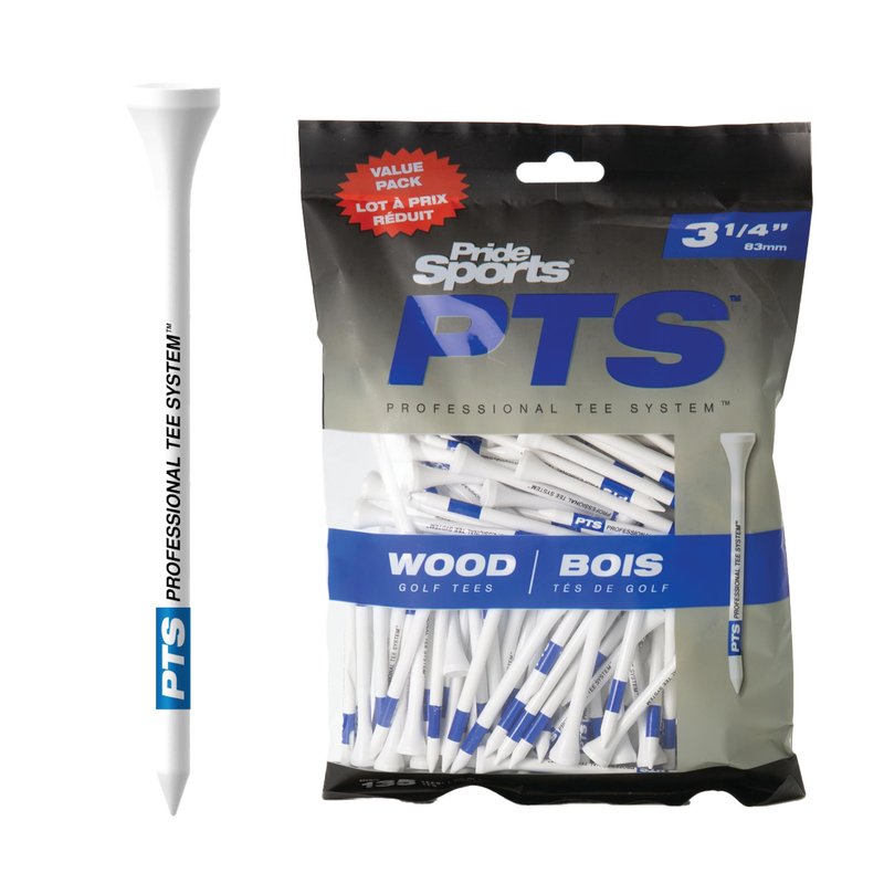 PrideSports PTS Wood Golf Tees | 135 Count, 3-1/4 Inch | #1 Wood Tee on Tour | Best for Drivers & Woods