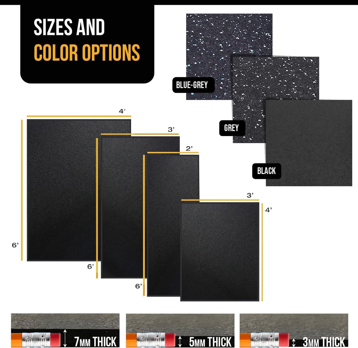 Rubber King Exercise Mat - Eco-Friendly Non-Slip Thick Rubber for Home Gym | Durable Indoor/Outdoor Use