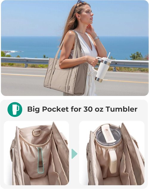 BAGSMART Boxy Tote Bag - Stylish Crossbody with Zipper | Perfect for Travel, Work & College