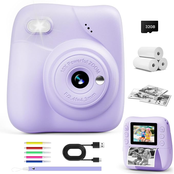 Kids Camera Instant Print, 1080P HD Kids Instant Camera