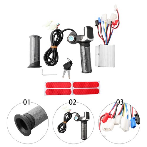 Electric Motor Controller Set, Motor Brushed Speed Controller Electric Tricycle Throttle Grip And Brushed Controller For Electric Scooter E Bike (48V500W)