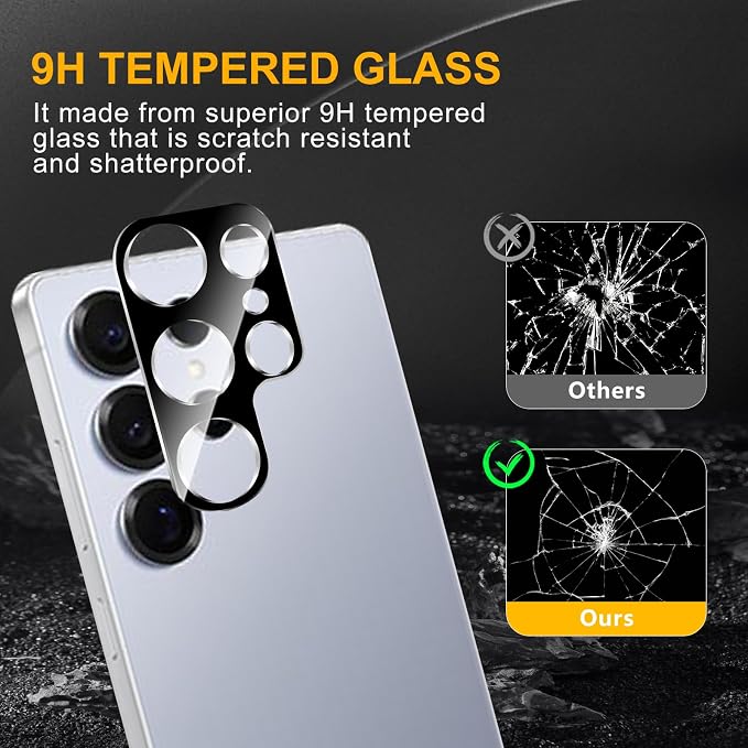 3 Pack Camera Lens Protector for Samsung Galaxy S25 Ultra, Tempered Glass
