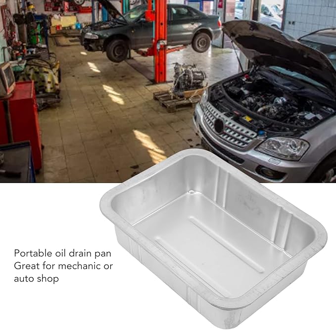 Acouto Galvanized Drip Pan Oil Drain Pan Leak Portable Universal Metal Construction Automotive Oil Change Container(#1)