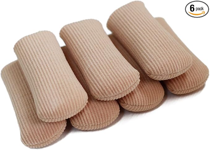 ERGOfoot 6 Pack Toe Caps Close Finger Toe Sleeve Tubes Toe Protectors Gel Rubbing Tube to Prevent Bunions, Hammertoes, Callus, Corn, Blisters(Diameter 1.5cm)