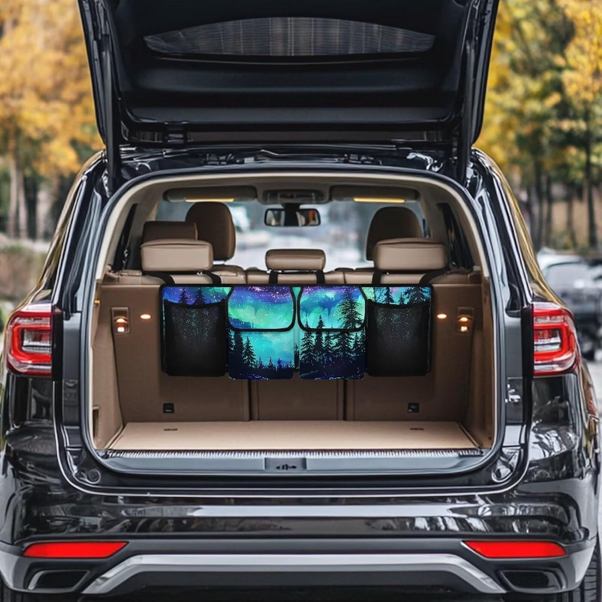 Aztec Tribe Car Trunk Organizer,Backseat Hanging Organizer with 4 Large Storage Bag Super Capacity,Horse Brown Waterproof Trunk Storage Bag for SUV Not Easy to Fade Machine Washable