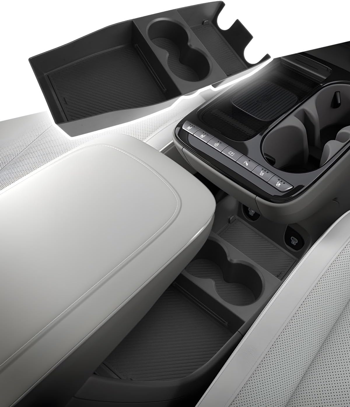 CDEFG for 2025 2026 Hyundai Ioniq 5 Lower Console Cup Holder Tray - Under Center Console Organizer Accessories - NOT for IONIQ 5 N
