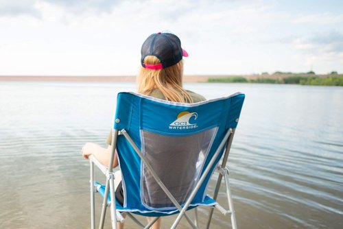 GCI Outdoor Folding Beach Chair - Waterside Captain's Design for Ultimate Comfort & Portability