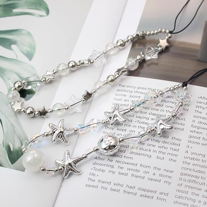 CMVFYL Beaded Camera Wrist Strap, Cute Phone Charms Strap, Pearl Bracelet Wrist