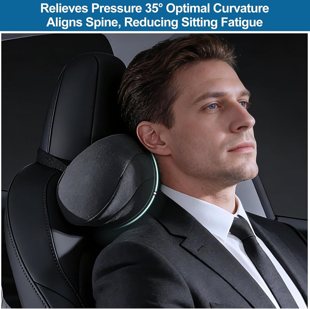 2025 Car Headrest & Lumbar Support Cushion Car Seat Cushion with Neck Pillow & Lumbar Support Kit Ergonomic Seat Headrest and Backseat Universal Fit Headrest Car Pillow for Driving Seat Office