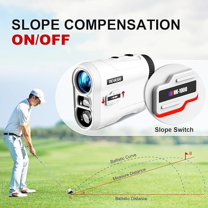 REVASRI Golf Rangefinder with Slope and Pin Lock Vibration, External Slope