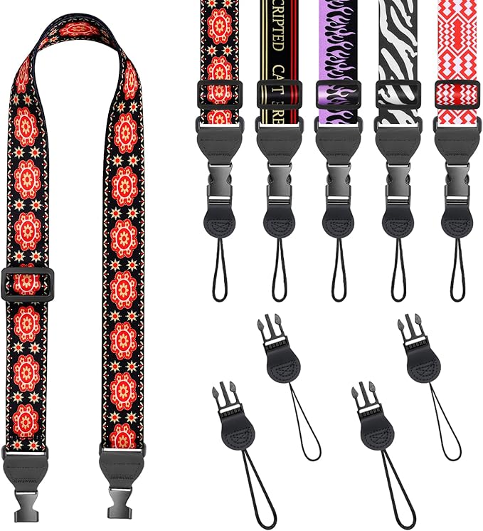 FIEIL Red Floral Shoulder Strap, Adjustable Camera Strap