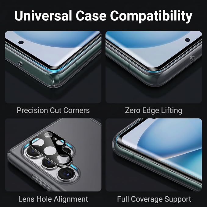 2 Pack Galaxy S22 Ultra Screen Protector, HD Clear Tempered Glass, 2 Pack