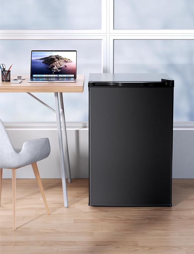 COWSAR 3.1 Cu.ft Mini Dorm Fridge for Bedroom Apartment Office, Black | Reversible Single Door, Adjustable Thermostat, Energy Saving, Remove Glass Shelves, Compact Small Fridge for College Dorm