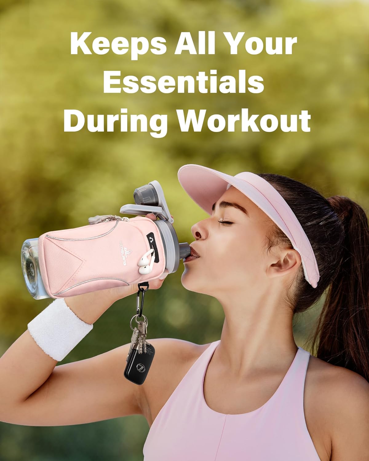 Skiennix Gym Water Bottle Caddy - Versatile Sleeve Bag with Phone Holder & Wallet for Running