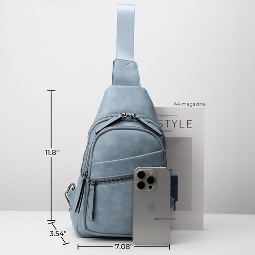 Alldaily Large Sling Bag - Fashionable Leather Crossbody Purse for Women | Trendy Travel Chest Bag (Blue)