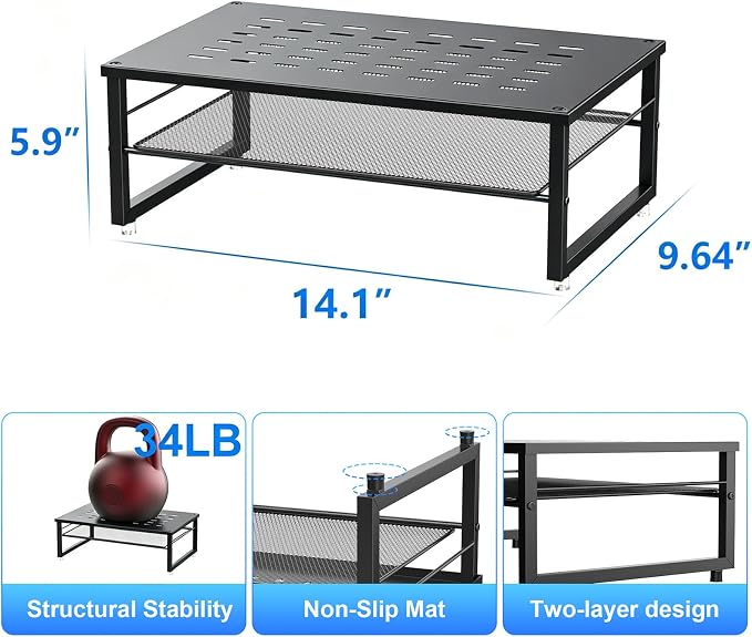 gianotter Desk Organizers and Accessories, 2-Tier Metal Monitor Stand Riser