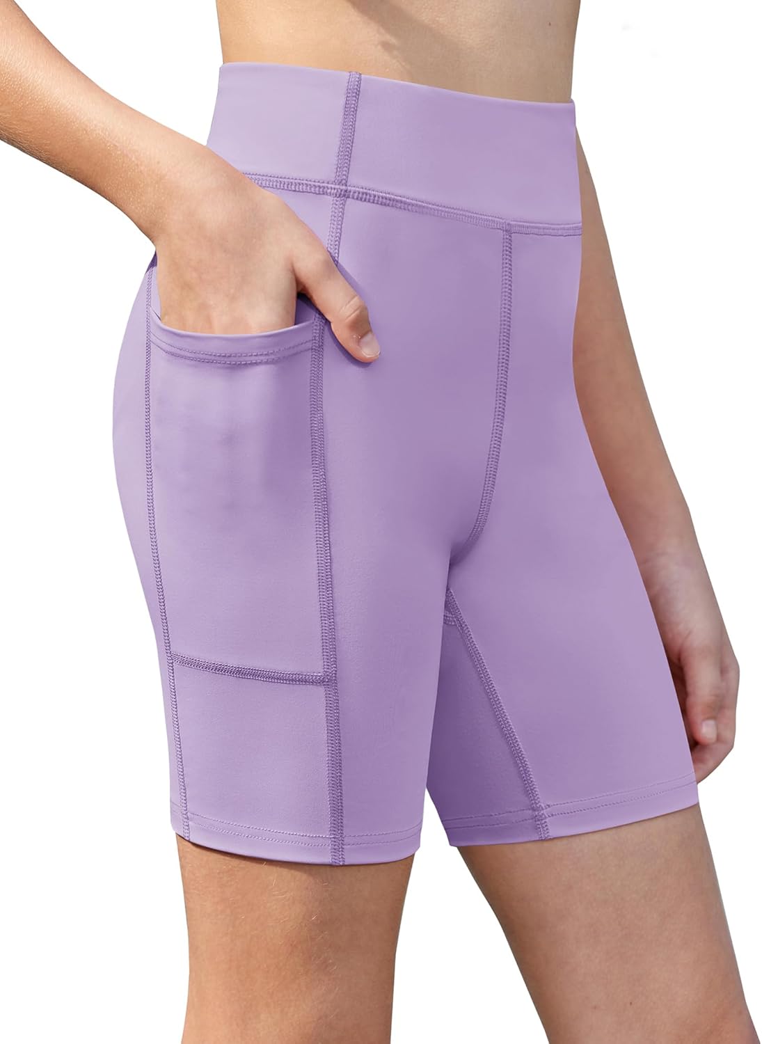 Zaclotre Girls' High-Waisted Bike Shorts - Athletic Spandex with Pockets for Yoga & Running | 5" Length