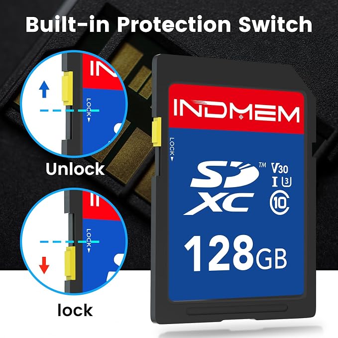 128GB SD Card, High Speed up to 90M/S, SDXC UHS-I Memory Cards, Full HD & 4K