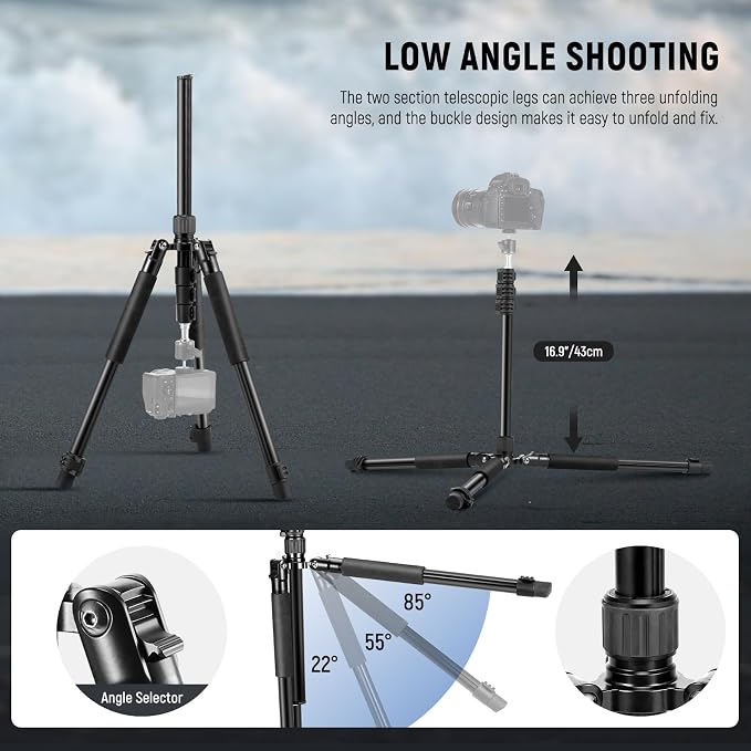 NEEWER Photography Light Stand, 1.5-6.4ft/47-195cm Aluminum Reversible Studio