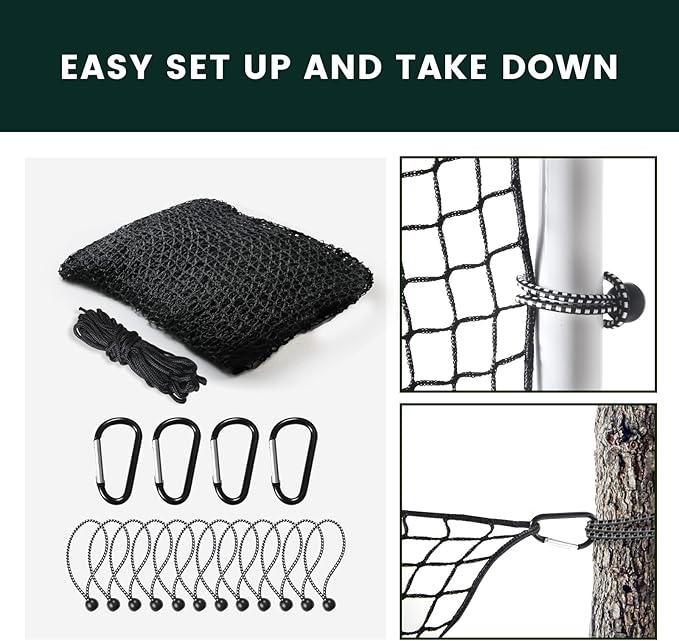 Sports Netting,Golf Practice Net Hitting Net with 33Feet Nylon Rope Also for Baseball, Hockey, Soccer, LAX and More - 10x10ft/10x15ft/10x20ft/10x25ft/10x30ft/10x40ft/10x55ft