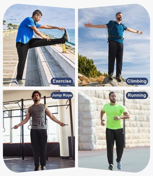 Lomsoe 5 Pack Men's Sweatpants - Open Bottom Joggers with Zip Pockets | Loose Fit Athletic Pants