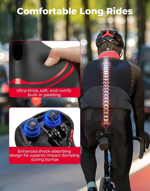 KEMIMOTO Bike Seat Cushion - Comfortable Foam Padded Saddle for Men & Women | Ideal for Touring & Commuting