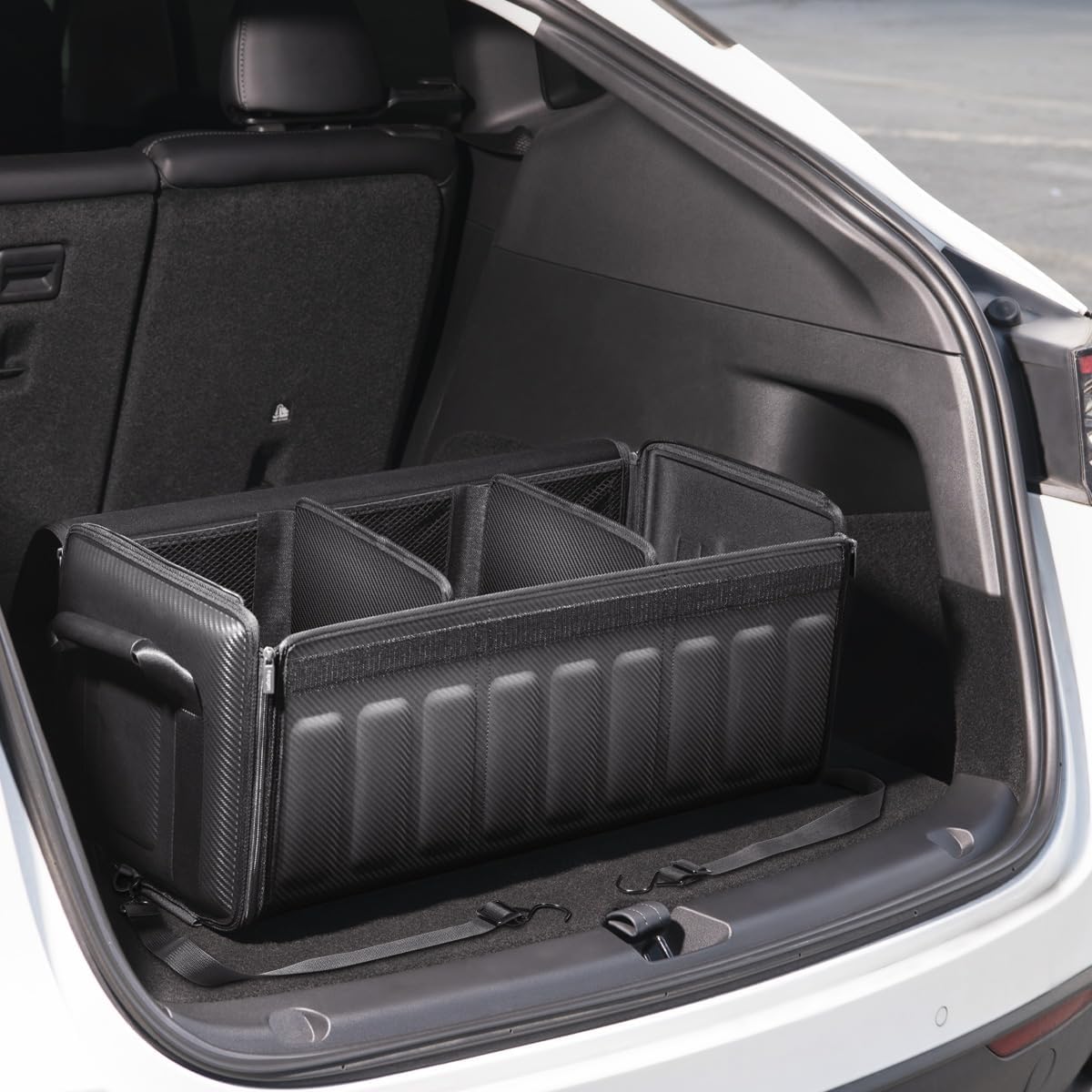 Spigen Collapsible Trunk Organizer with Lid for Tesla Model Y Juniper L, Model 3/Y/S/X, Cybertruck & All Cars – Heavy Duty Foldable, Black