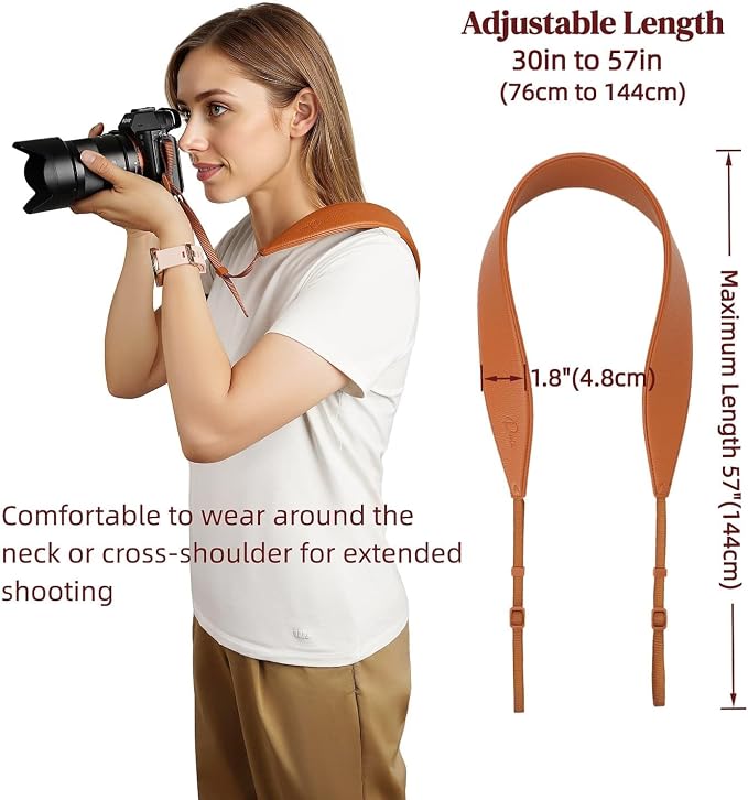 1.8”Wide Camera Strap, Fashionable PU Leather Camera Strap