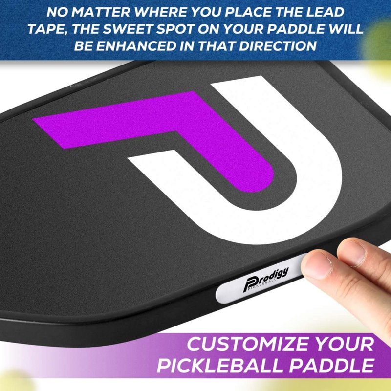 Prodigy Pickleball Lead Tape - 12pcs Easy Application to Improve Your Power & Accuracy - Pre Cut 3g Tape Strips to Give You a Larger Sweet Spot