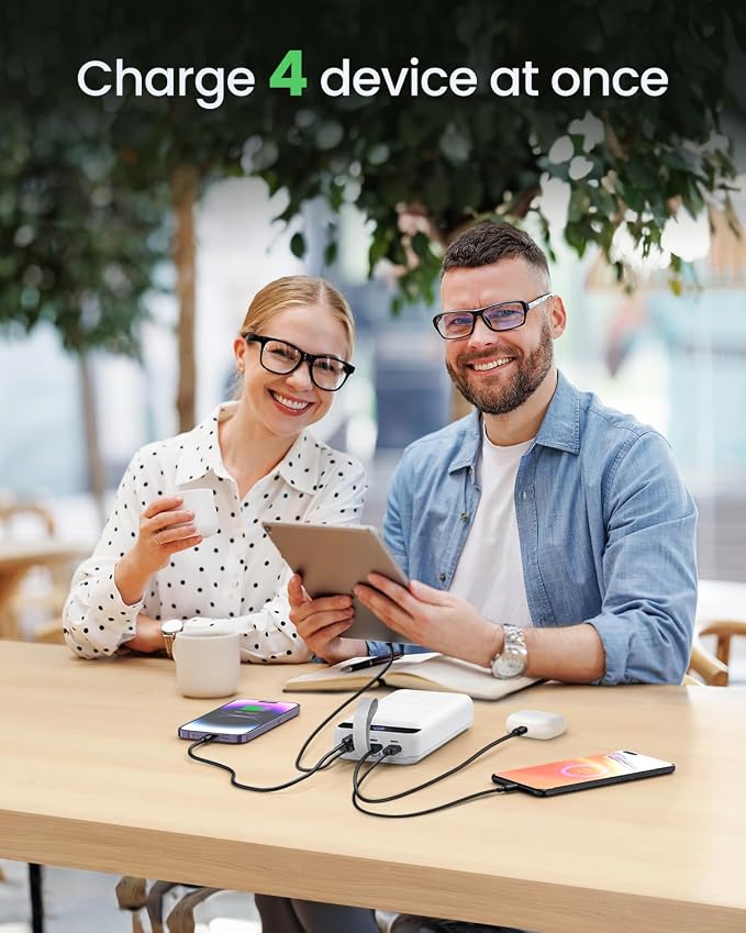 Power Bank Fast Charging 50000mAh - 22.5W Portable Charger USB C Quick Charge with 4 Outputs & 3 Inputs LED Display Huge Capacity External Battery Pack for iPhone, Samsung, iPad etc White