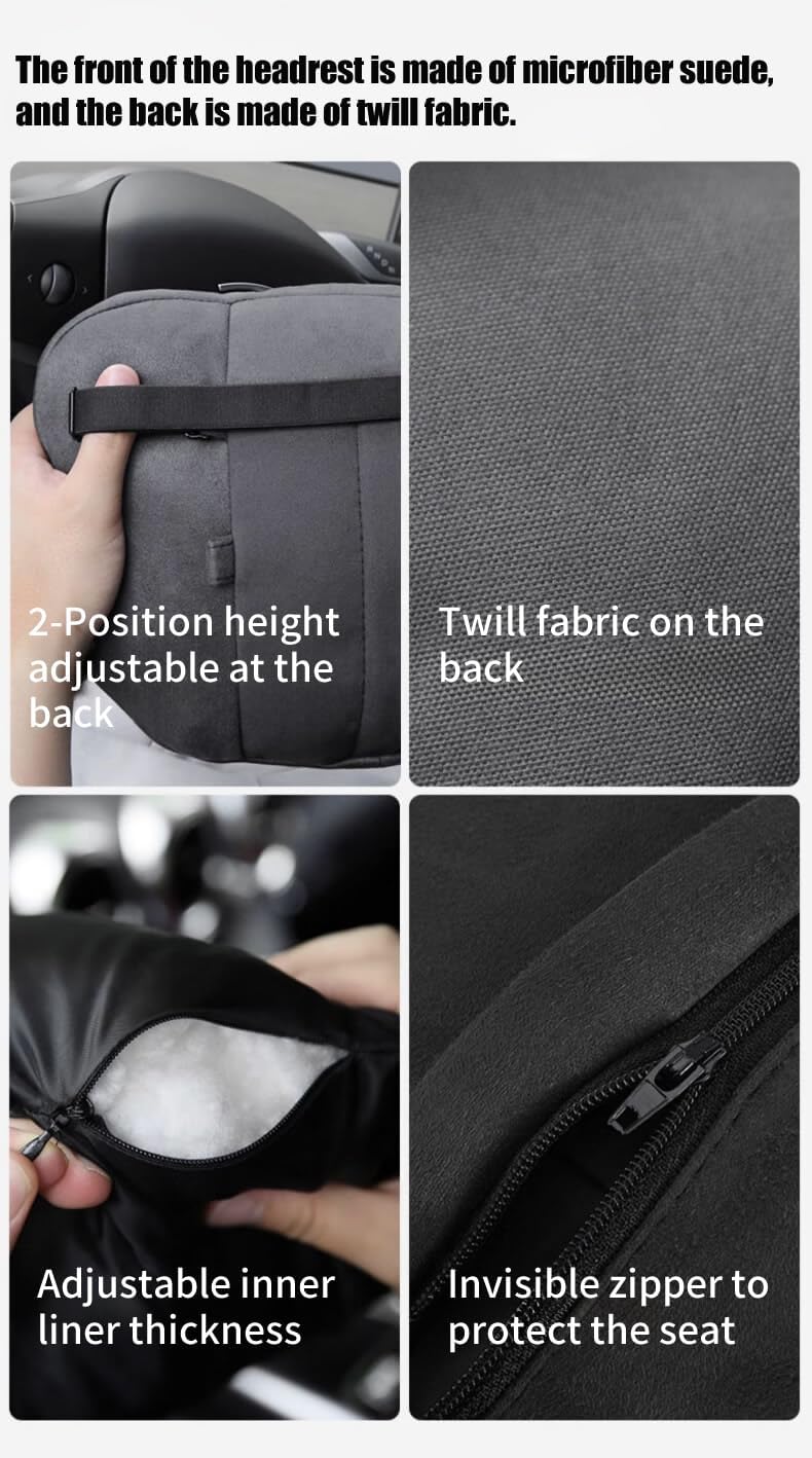 Car Neck & Lumbar Support Pillow Kit - 100% SUGENRO Sorona Bio-Fiber, Ergonomic 2PC Set, Highly Resilient & Breathable, Relieves Neck & Back Pain for Driving (Coffee Brown)
