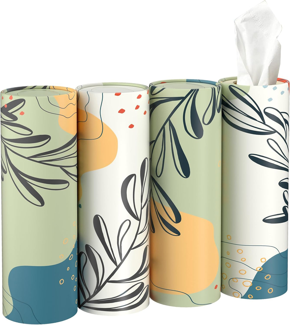 Car Tissue Holder with 3-ply Facial Tissues Bulk, Round Tissue Boxes for Home Office Bathroom (Boho Pattern)