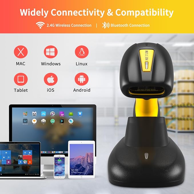 NETUM Upgraded QR Industrial Bluetooth Barcode Scanner