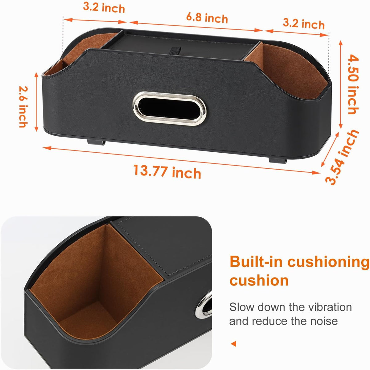 Car Rear Backseat Extra Multifunctional Drink Cup Holder Organizers with Tissue Storage Box Organizer & Hooks for Car Seat Back. Black