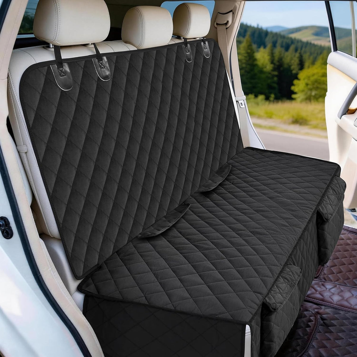 Bark Lover Deluxe More Durable Waterproof Backseat Protector, High Heat Resistant and Nonslip Back Seat Cover for Dogs Kids, Universal Size Fits Cars, Trucks, SUVs