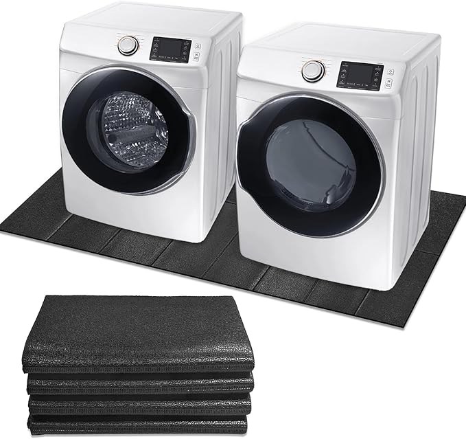 Washer Dryer Anti-Vibration Mat 62.9 * 29.5 Inches Foldable Rubber Mat for Washing Machine Dryer Waterproof Noise Reducing Pads Non-Slip Shockproof Mat for Floor Protection