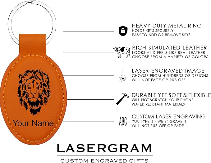 LaserGram Oval Keychain, Off Road Racer, Personalized Engraving Included (Orange)