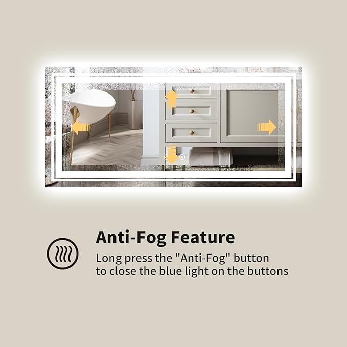 WTTY 84''x32'' LED Bathroom Mirror with Lights, Large Dimmable Led Mirror for Bathroom with Front + Backlight, Lighted Bathroom Vanity Mirrors for Wall with Anti-Fog, Memory, Shatter-Proof, ETL Listed