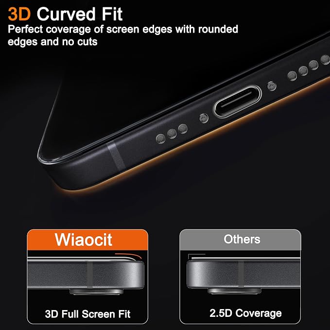 Wiaocit 3 Pack Tempered Glass Screen Protector