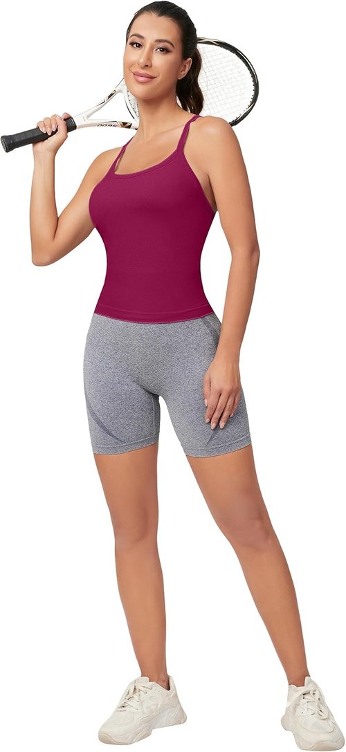 MathCat Workout Tank Top - Sleeveless Gym Top with Built-In Bra | Seamless Racerback Design for Yoga