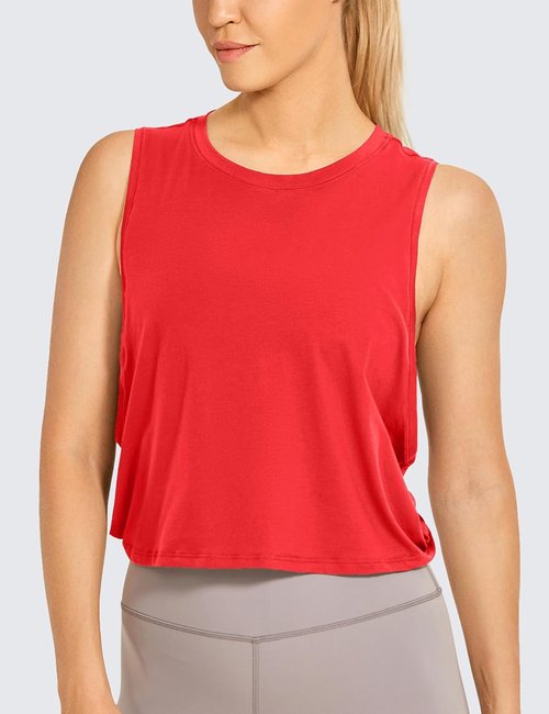 CRZ YOGA Pima Cotton Tank Top for Women - Loose Sleeveless Athletic Shirt for Yoga & Gym