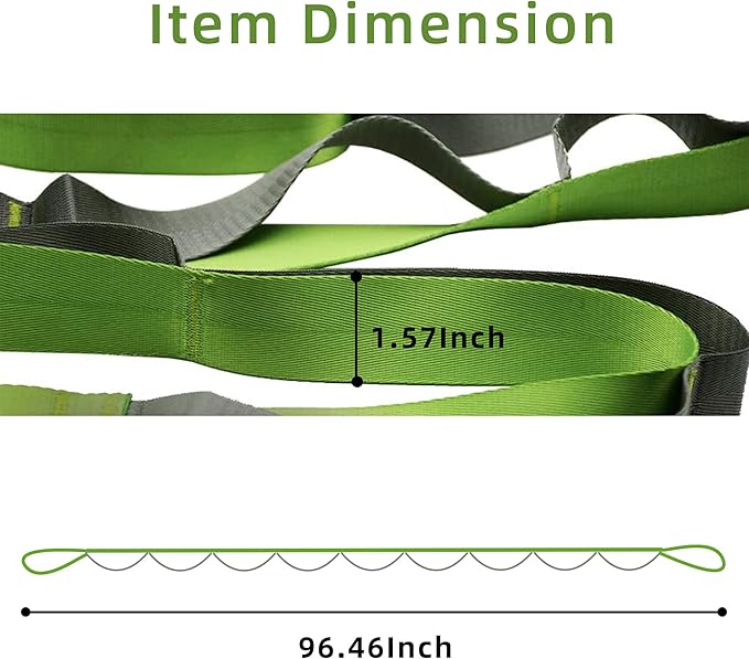SANKUU Yoga Straps Stretching Strap with 12 Loops Workout Poster, Straps for Stretching Physical Therapy Equipment Long Stretch Out Bands for Exercise, Pilates and Gymnastics for Women Men