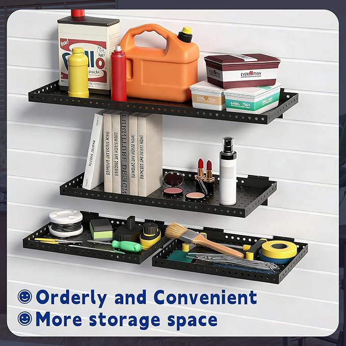 Heavy Duty Slatwall Shelf 24x12Inch, Steel Slatwall Accessories Storage Rack for Garage, Retail, Workshop (6, 24x12Inch)