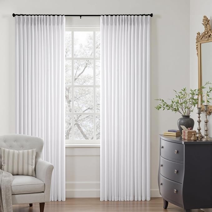 Memory Trained Pinch Pleated Curtains 92 Inches Long, Viral Linen Pinch Pleat