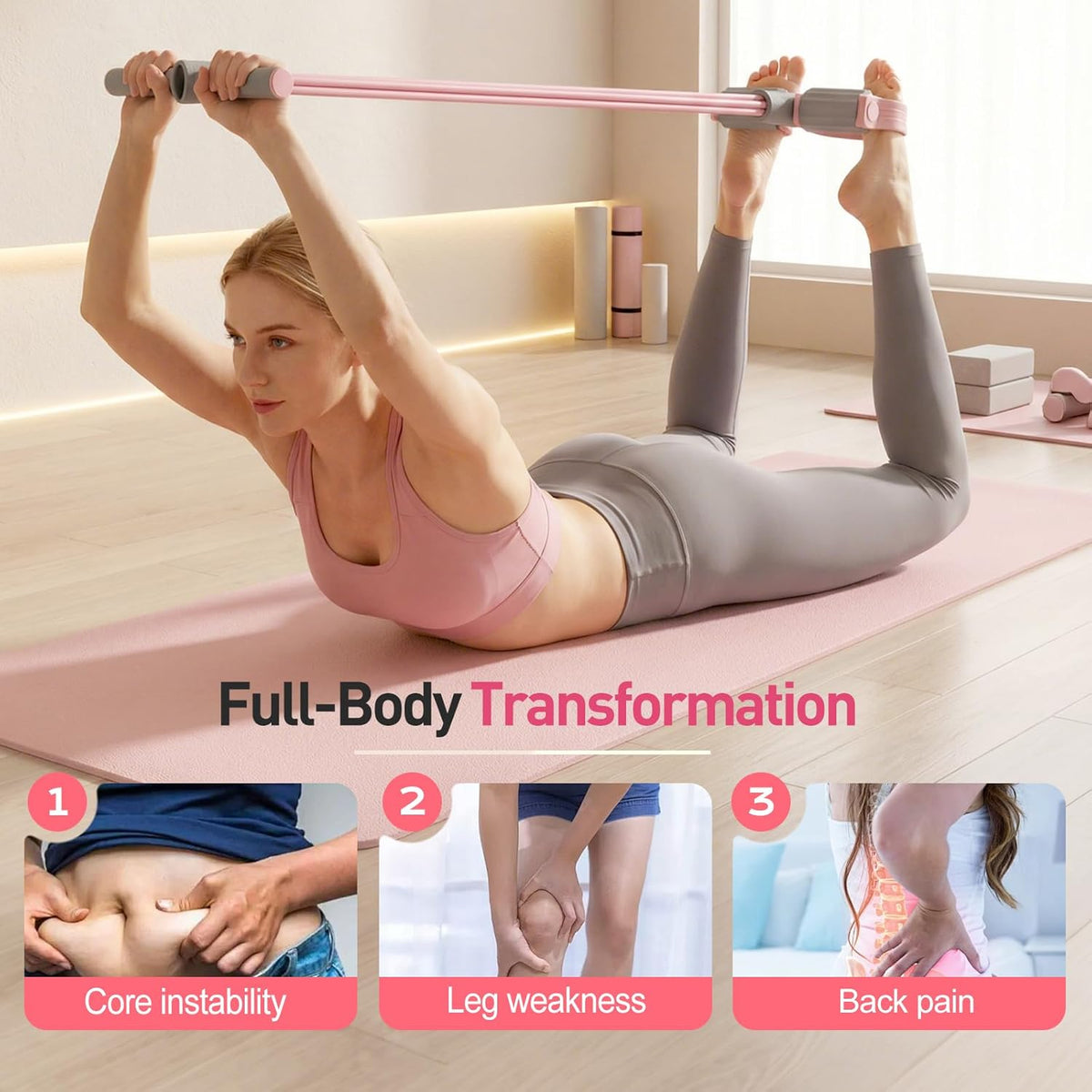 Skiennix Pedal Resistance Bands - Multifunctional Elastic Yoga Bands with Handles | Ideal for Home Workouts