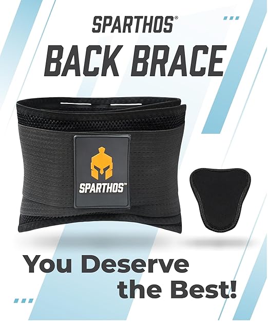 Sparthos Back Brace for Lower Back Pain - Immediate Relief from Sciatica, Herniated Disc, Scoliosis - Breathable + Lumbar Support Pad - For Men & Women - Fits 31–38″ Waist (Small, Check Size Chart)