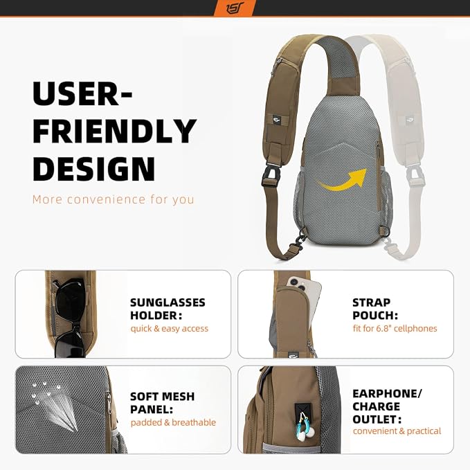 SKYSPER Sling Bag RFID Crossbody Sling Backpack Cross Body Shoulder Bag Travel