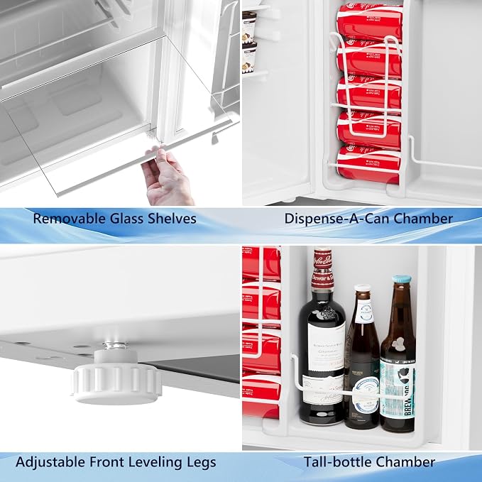 COWSAR 4.5 Cu.Ft Mini Fridge with Freezer for Bedroom Dorm, White | Single Reversible Door, Adjustable Thermostat, Energy Saving, Removable Glass Shelves, Small Refrigerator for Apartment