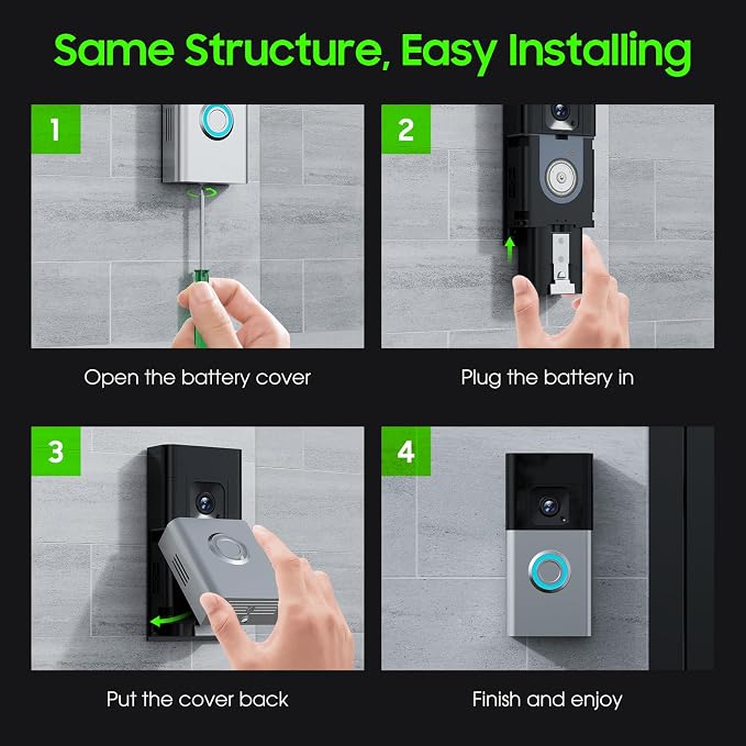Replacement Battery for Ring Doorbell - 6040mAh Rechargeable Ring Camera Battery